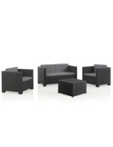 Conjunto Jardín Diva Tropea Grafit 4 Piezas Antracita + Cojines SP BERNER