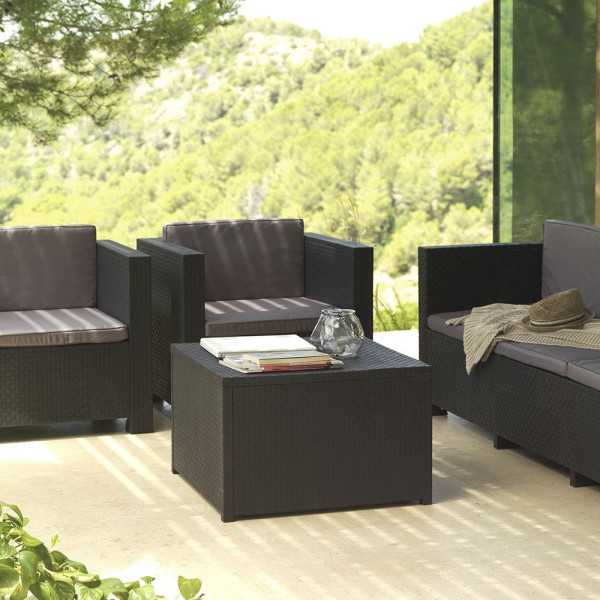 Conjunto Jardín Diva Tropea Grafit 4 Piezas Antracita + Cojines SP BERNER