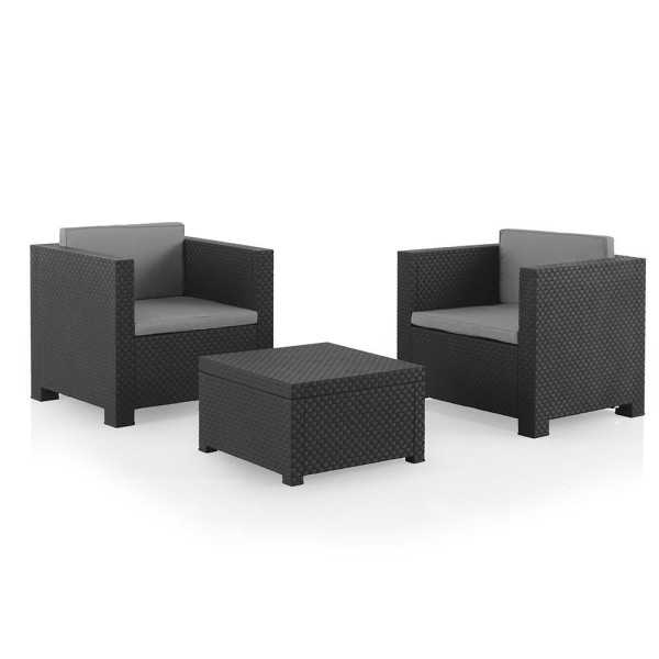 Conjunto Jardín Diva Tete Grafit 3 Piezas Antracita + Cojines SP BERNER