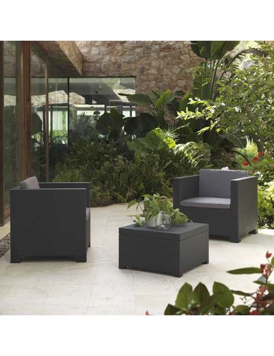 Conjunto Jardín Diva Tete Grafit 3 Piezas Antracita + Cojines SP BERNER