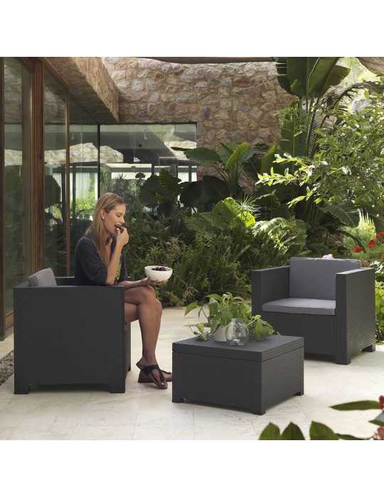 Conjunto Jardín Diva Tete Grafit 3 Piezas Antracita + Cojines SP BERNER