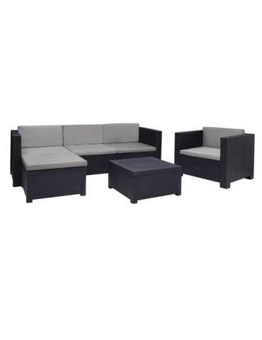 Conjunto Jardín Manhattan Grafito 3 Piezas Antracita + Cojines SP BERNER
