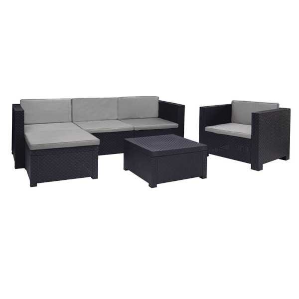 Conjunto Jardín Manhattan Grafito 3 Piezas Antracita + Cojines SP BERNER