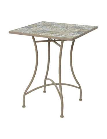 Mesa Metálica/Mosaico Bistro, Color Marrón, para Exterior, 58 x 58 x 72 cm