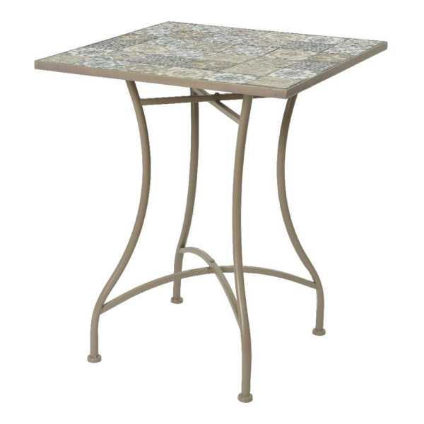 Mesa Metálica/Mosaico Bistro, Color Marrón, para Exterior, 58 x 58 x 72 cm