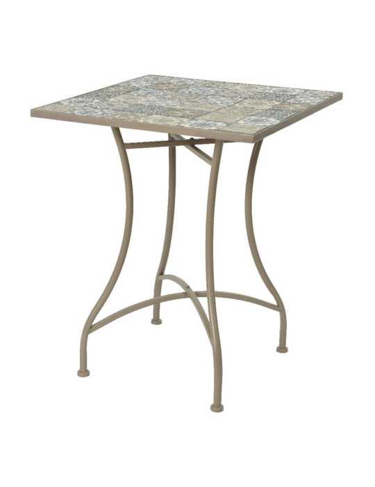 Mesa Metálica/Mosaico Bistro, Color Marrón, para Exterior, 58 x 58 x 72 cm