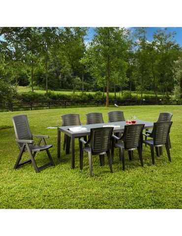 Mesa Extensible Indo Color Antracita para Exterior 90 x 150 - 220 x 72 cm IPAE PROGARDEN 2
