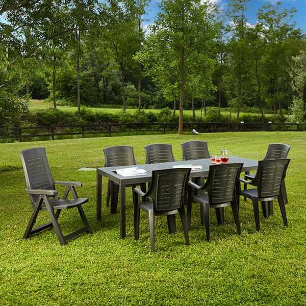 Mesa Extensible Indo Color Antracita para Exterior 90 x 150 - 220 x 72 cm IPAE PROGARDEN