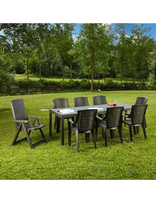 Mesa Extensible Indo Color Antracita para Exterior 90 x 150 - 220 x 72 cm IPAE PROGARDEN