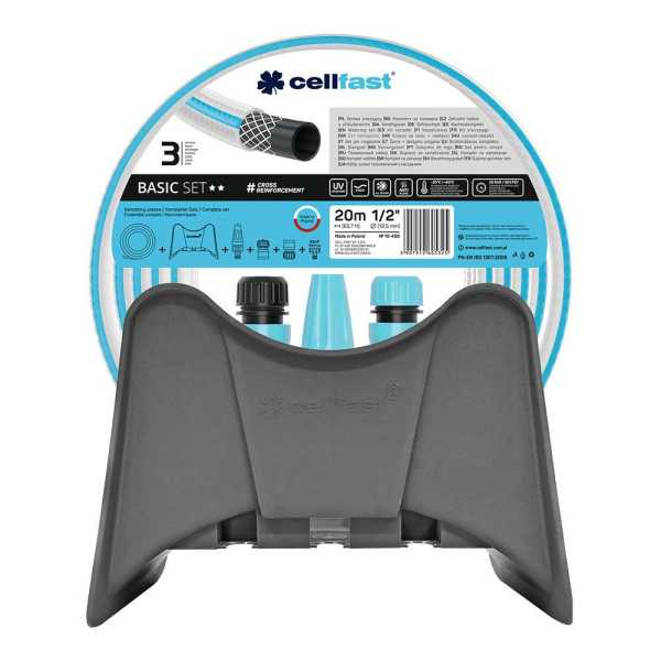 Kit Manguera de Jardín Basic Set Ø12,5 mm, ½ pulg, 20 m + Colgador Mural CELLFAST