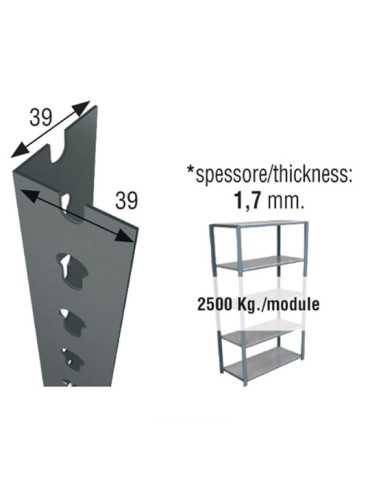 Lote de 10 Unidades Perfil Sclick P/40 2000mm Gris. SIMON RACK 2