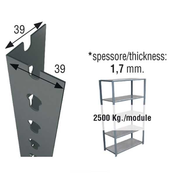 Lote de 10 Unidades Perfil Sclick P/40 2000mm Gris. SIMON RACK