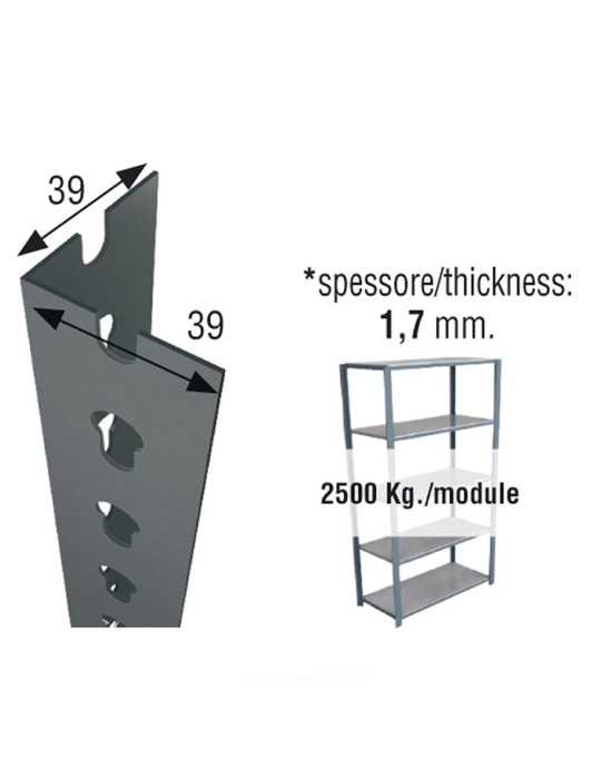 Lote de 10 Unidades Perfil Sclick P/40 2000mm Gris. SIMON RACK