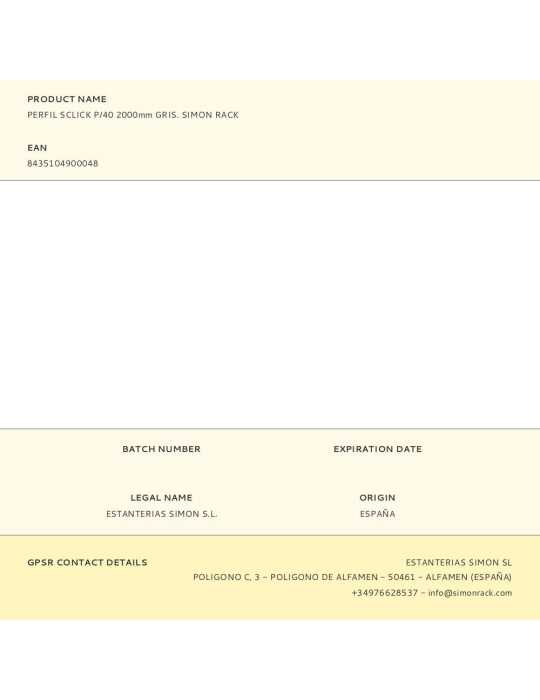 Lote de 10 Unidades Perfil Sclick P/40 2000mm Gris. SIMON RACK