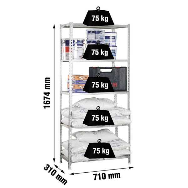 Estantería Madera 167.4x71x31cm 5B Galva/Madera 75KG SIMON RACK