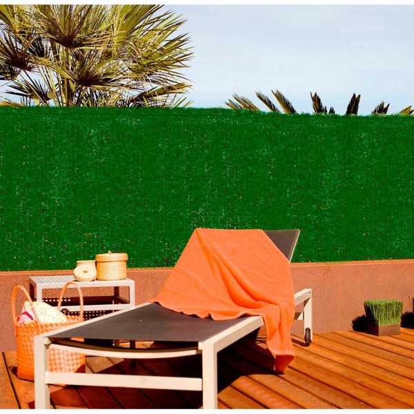 Seto Artificial PVC Verde Bicolor Hoja Ancha 110 Varillas, 1 x 3 m FAURA