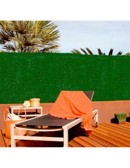 Seto Artificial PVC Verde Bicolor Hoja Ancha 110 Varillas, 1 x 3 m FAURA