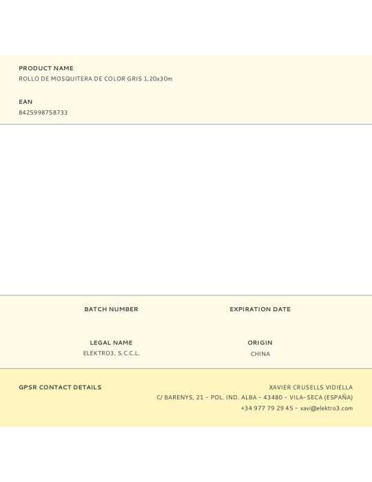Rollo de Mosquitera, Gris, 1,20 x 30 m EDM