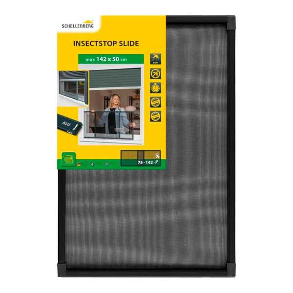 Mosquitera con Marco Extensible, Malla de Fibra de Vidrio, Antracita, 75-142 x 50 cm SCHELLENBERG