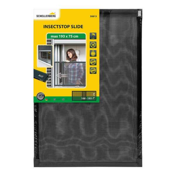 Mosquitera con Marco Extensible, Malla de Fibra de Vidrio, Antracita, 100-193 x 75 cm SCHELLENBERG