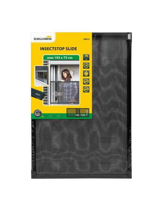 Mosquitera con Marco Extensible, Malla de Fibra de Vidrio, Antracita, 100-193 x 75 cm SCHELLENBERG