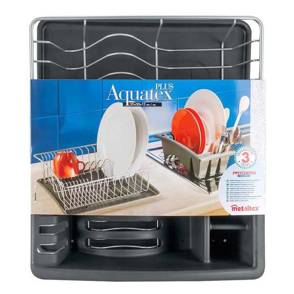 Escurreplatos con Bandeja Extraible 35 x 30 x 11 cm METALTEX