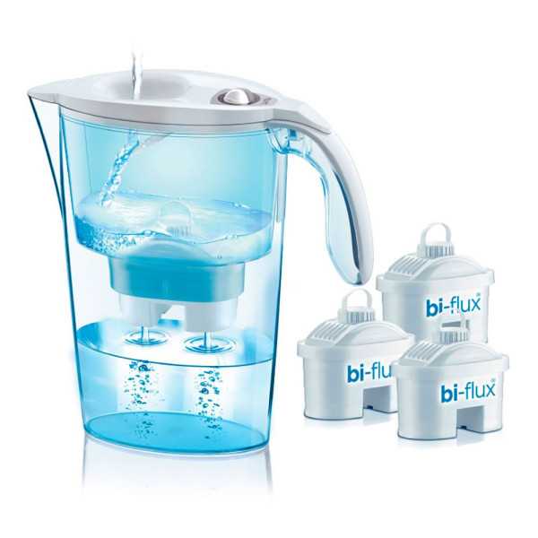 Kit Jarra Stream 2,3L Blanca + 3 Filtros Bi-Flux J9047WS LAICA