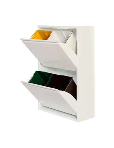 Armario Metalico Reciclaje 4 Cajones Blanco 92 x 60 x 25 cm JOBGAR