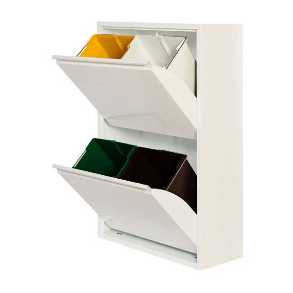 Armario Metalico Reciclaje 4 Cajones Blanco 92 x 60 x 25 cm JOBGAR