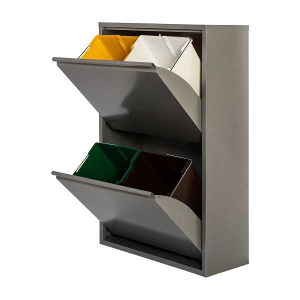 Armario Metalico Reciclaje 4 Cajones Gris 92 x 60 x 25 cm JOBGAR