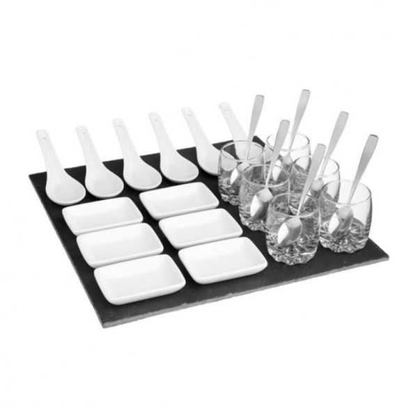 Set de Aperitivo 25 Piezas con Base de Pizarra 5FIVE