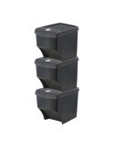 Sistema de 3 Cubos Apilables para Reciclaje 39,2 x 29,3 x 45,6 cm, 3 x 22 l SORTIBOX