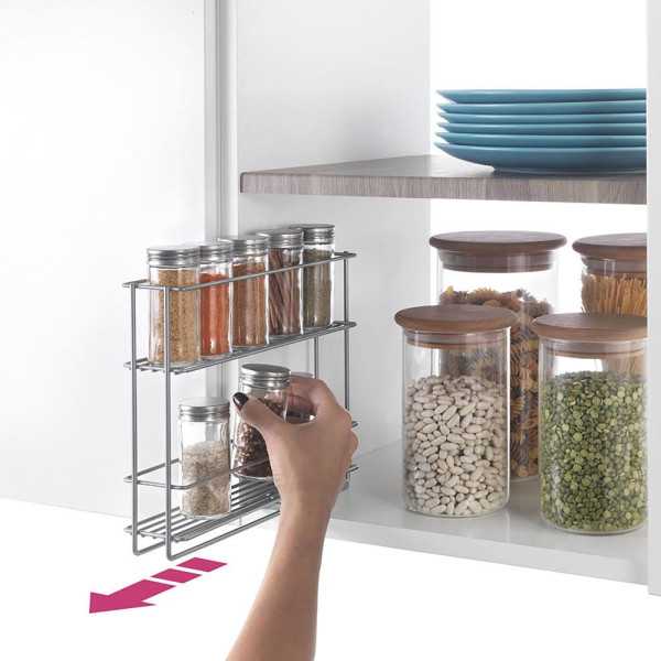 Especiero Deslizante 2 Estantes In&out 28 x 6 x 22 cm METALTEX