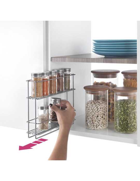 Especiero Deslizante 2 Estantes In&out 28 x 6 x 22 cm METALTEX