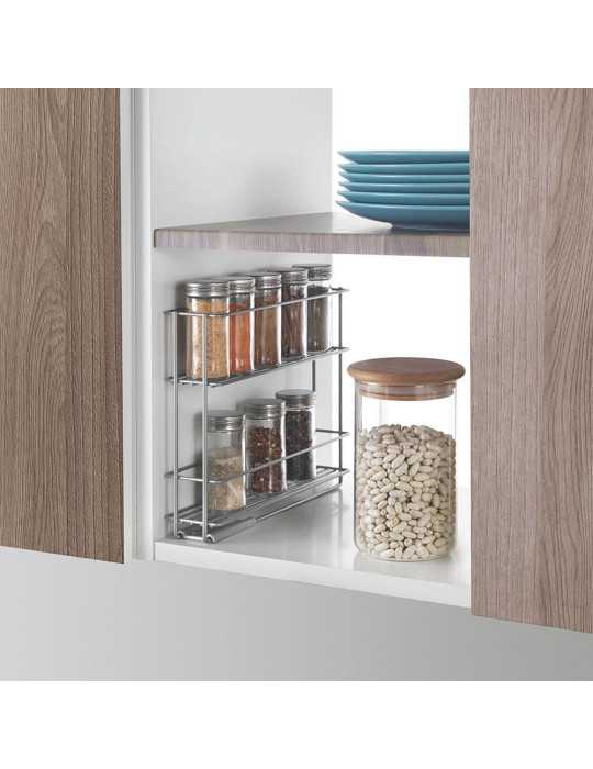 Especiero Deslizante 2 Estantes In&out 28 x 6 x 22 cm METALTEX