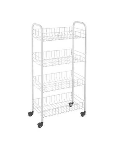 Carrito Multiuso con 4 Cestos Blanco 41 x 23 x 84 cm METALTEX