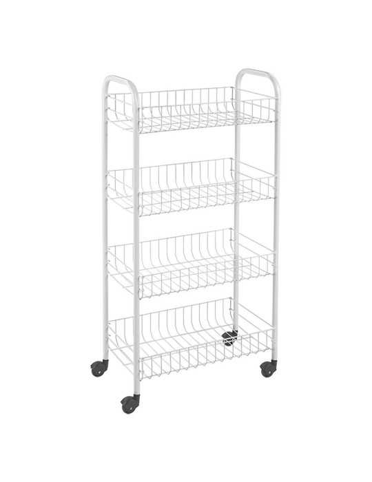 Carrito Multiuso con 4 Cestos Blanco 41 x 23 x 84 cm METALTEX