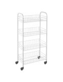 Carrito Multiuso con 4 Cestos Blanco 41 x 23 x 84 cm METALTEX