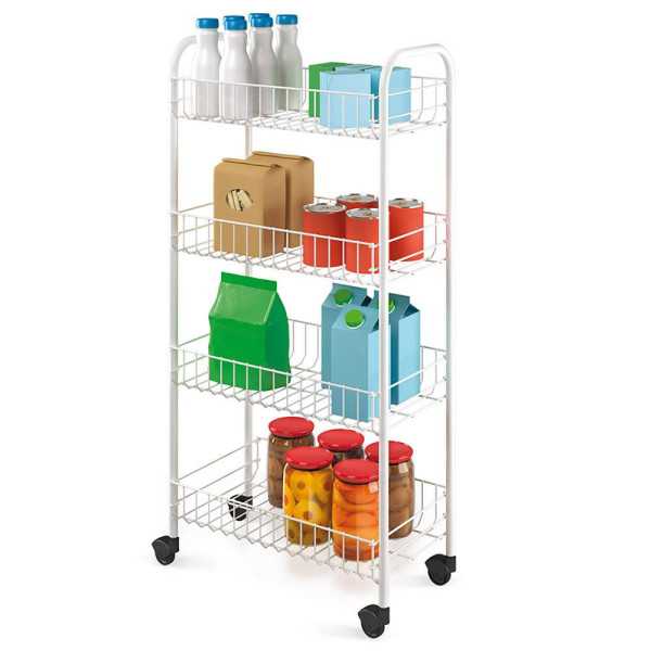Carrito Multiuso con 4 Cestos Blanco 41 x 23 x 84 cm METALTEX