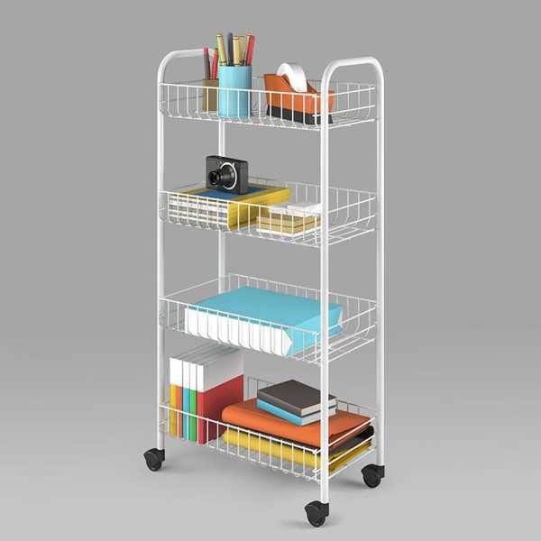 Carrito Multiuso con 4 Cestos Blanco 41 x 23 x 84 cm METALTEX