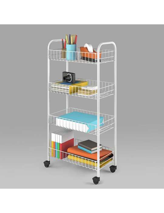 Carrito Multiuso con 4 Cestos Blanco 41 x 23 x 84 cm METALTEX