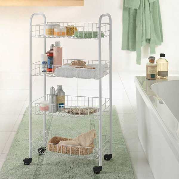 Carrito Multiuso con 4 Cestos Blanco 41 x 23 x 84 cm METALTEX