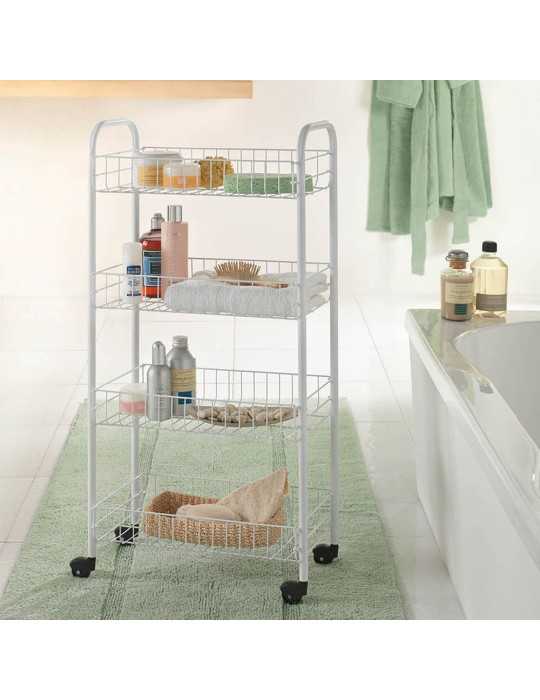 Carrito Multiuso con 4 Cestos Blanco 41 x 23 x 84 cm METALTEX