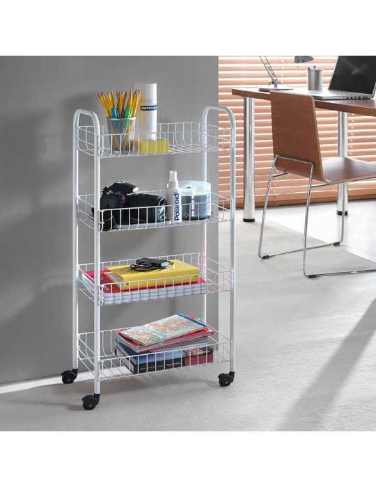 Carrito Multiuso con 4 Cestos Blanco 41 x 23 x 84 cm METALTEX