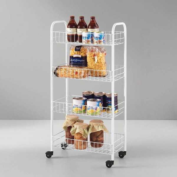 Carrito Multiuso con 4 Cestos Blanco 41 x 23 x 84 cm METALTEX
