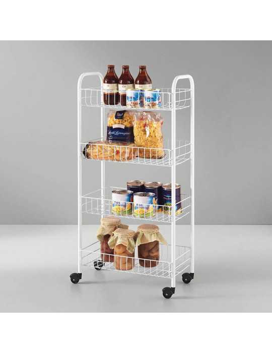 Carrito Multiuso con 4 Cestos Blanco 41 x 23 x 84 cm METALTEX