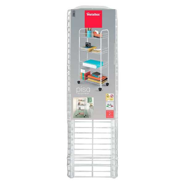 Carrito Multiuso con 4 Cestos Blanco 41 x 23 x 84 cm METALTEX