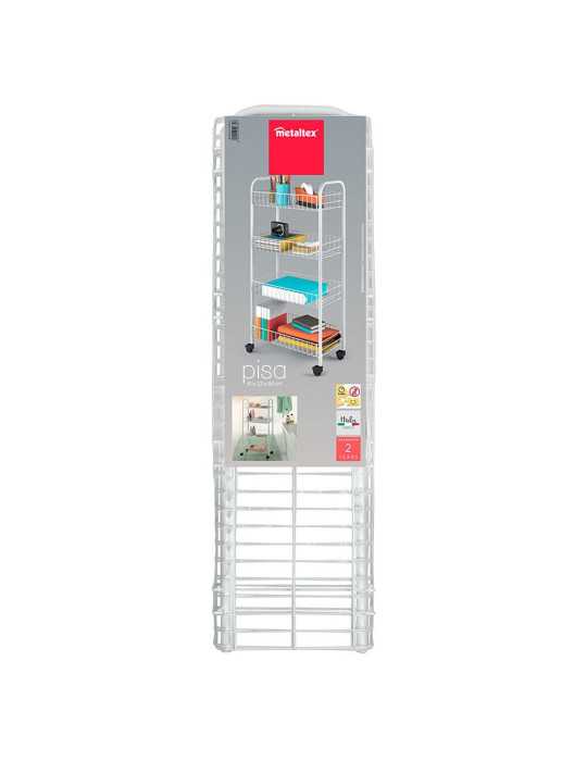 Carrito Multiuso con 4 Cestos Blanco 41 x 23 x 84 cm METALTEX