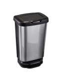 Cubo con Pedal con Cierre Amortiguado Plata/Negro, 40 L MONDEX