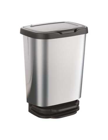 Cubo con Pedal Jive con Cierre Amortiguado Plata/Negro, 20 L MONDEX